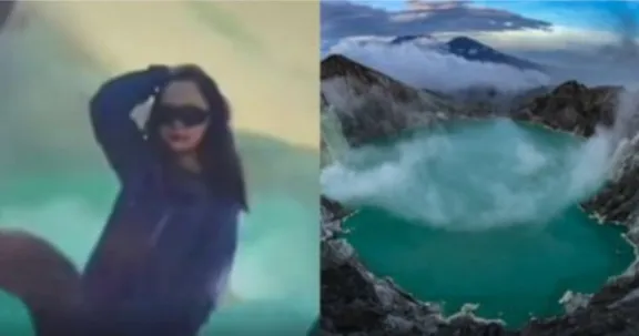 Registro viral: Mujer muere al caer en el cráter de un volcán activo mientras posaba para foto