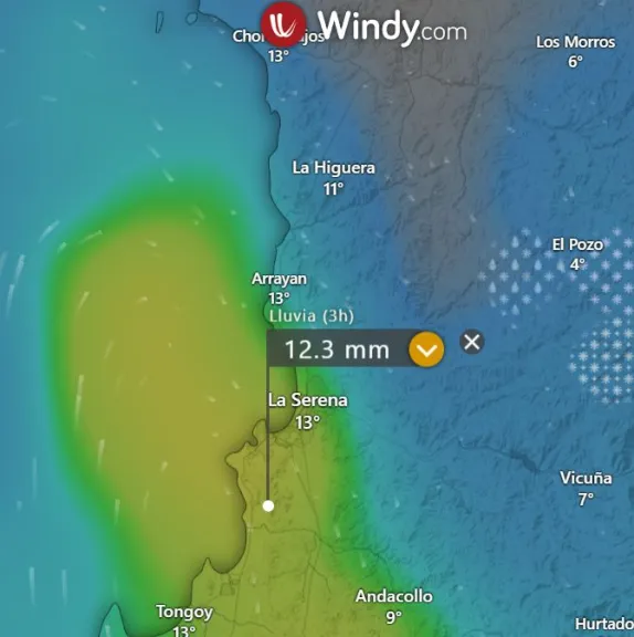 ¿A qué hora comenzará a llover en la conurbación La Serena y Coquimbo?