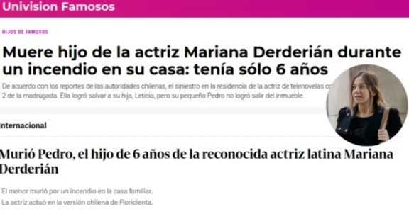 Dura tragedia: Prensa internacional reacciona a muerte de hijo de 6 años de Mariana Derderián
