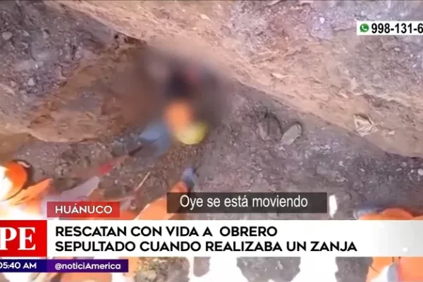 Huánuco: Rescatan con vida a obrero sepultado cuando trabajaba en zanja