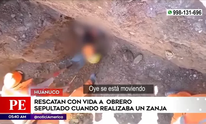 Huánuco: Rescatan con vida a obrero sepultado cuando trabajaba en zanja