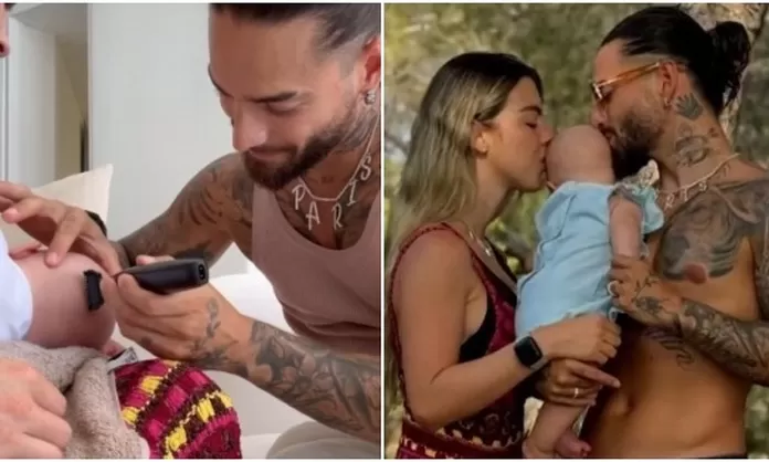 Maluma criticado por rapar a su bebé de cuatro meses