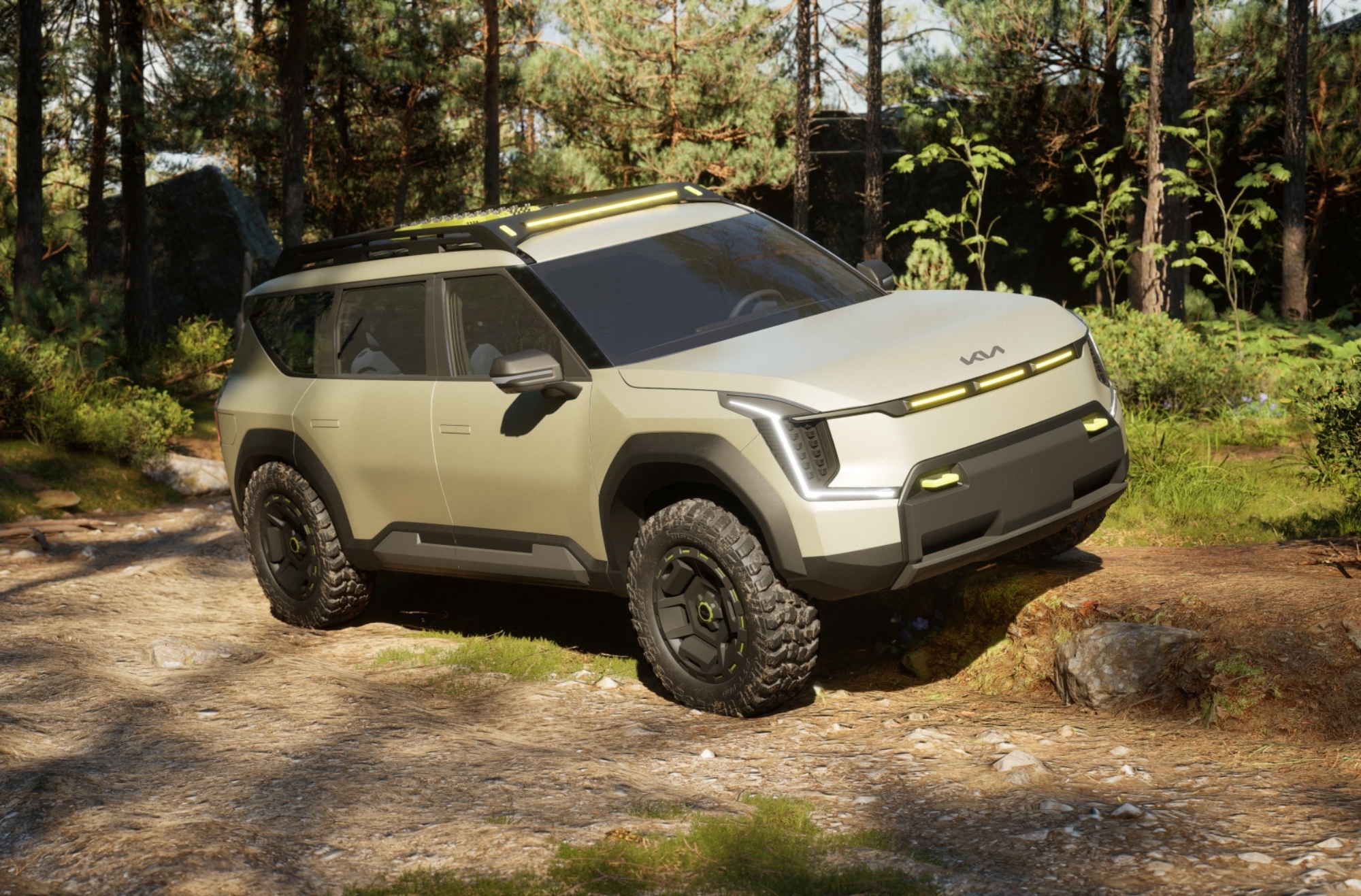 No te engañan tus ojos, este Kia EV9 demuestra que meter un SUV en caminos off-road puede ser la nueva moda