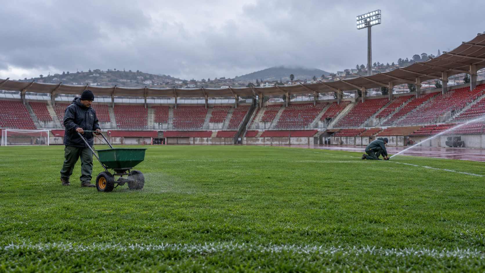 La Portada mantiene su césped en buenas condiciones pese a un 2026 lluvioso